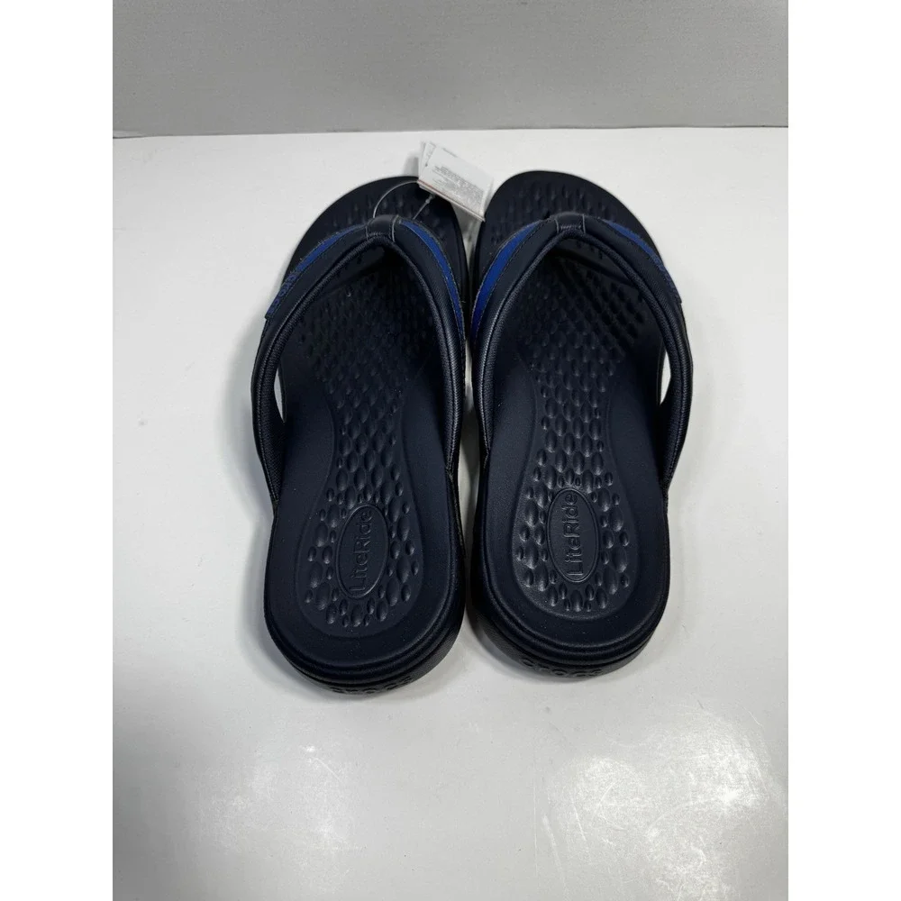 Crocs Yukon Sport LiteRide Flip Flops Sandles Mens Navy Blue Slip-On Thong - 14